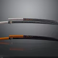 Traditional Katana Swords With Orange Black Handles And Red Accent Patterns