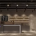 Industrial Style Bubble Tea Shop Interior With Hanging Lights Menu Board Concrete Counter And Shelves