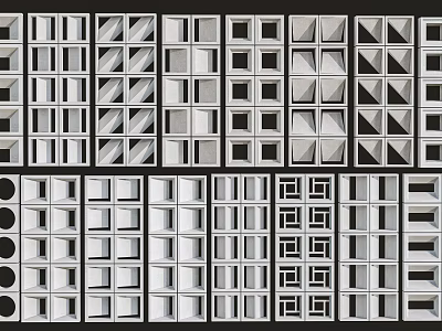 Modern Partition Panels With Diverse Geometric Cutout Patterns And Grid Designs 3d model