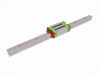 Linear Guide Rail With Aluminum Track And Green Red Slider Components 3d model