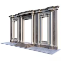 Ornate Classical Doorway Structure With Marble Columns Steps And Decorative Details