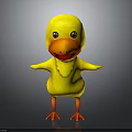 Cute Yellow Cartoon Duck Character With Orange Beak Feet And Necklace Design