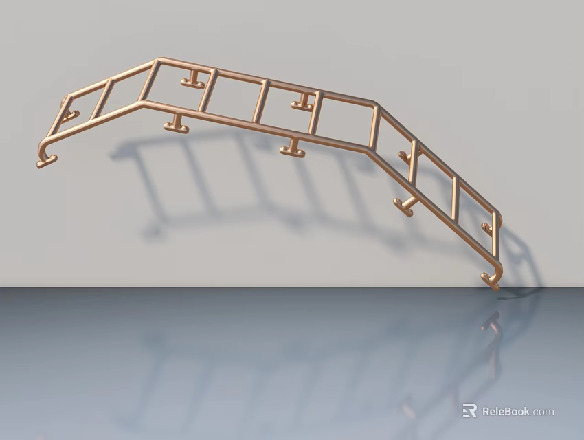 Modern Metal Frame Swing Door With Geometric Design And Structural Details 3d model