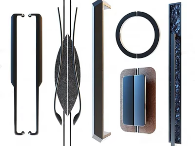 Stylish Decorative Door Handles In Various Modern Designs Shapes Textures And Styles 3d model