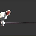 Cute 3D White Cartoon Mouse Character with Big Pink Ears Green Eyes and Long Tail 3d model