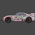 Vibrant Anime Themed Sports Car With Custom Livery And Colorful Graphics