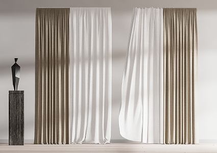 modern curtain fabric curtain gauze curtain fabric curtain 3d model