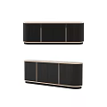 Sleek Modern Black TV Stand with Wooden Texture and Light Trim Design