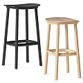 Modern Bar Stools With Black Metal Frame And Light Wood Seat Design