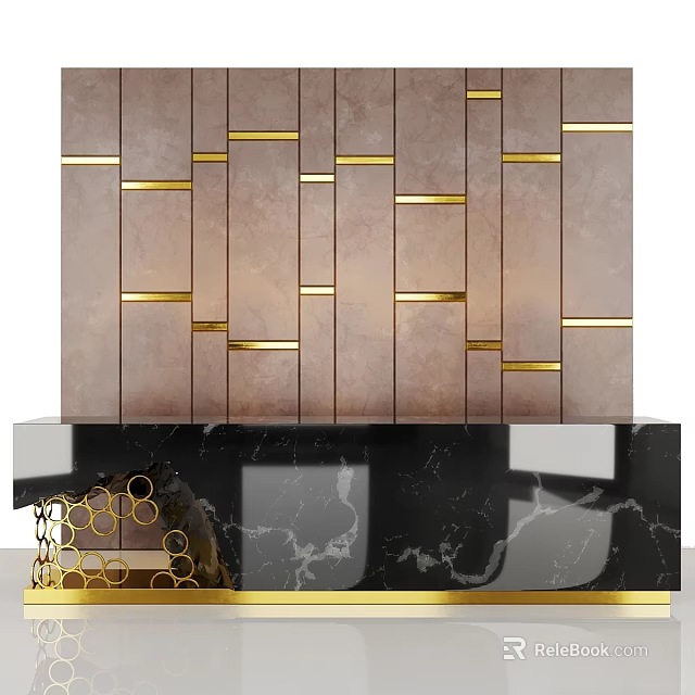 Elegant Modern Dining Table And Chair Set With Marble Surface And Metal Legs 3d model 