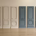Various Styles Of Decorative Wall Panels In Light And Dark Blue With Carved Details