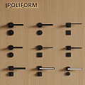 POLIFORM Door Handles Collection With Various Modern Designs On Wooden Panel