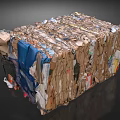 Public Facility Compressed Waste Paper Bundle With Cardboard Carton Rectangular Shape And Compression Traces 3d model