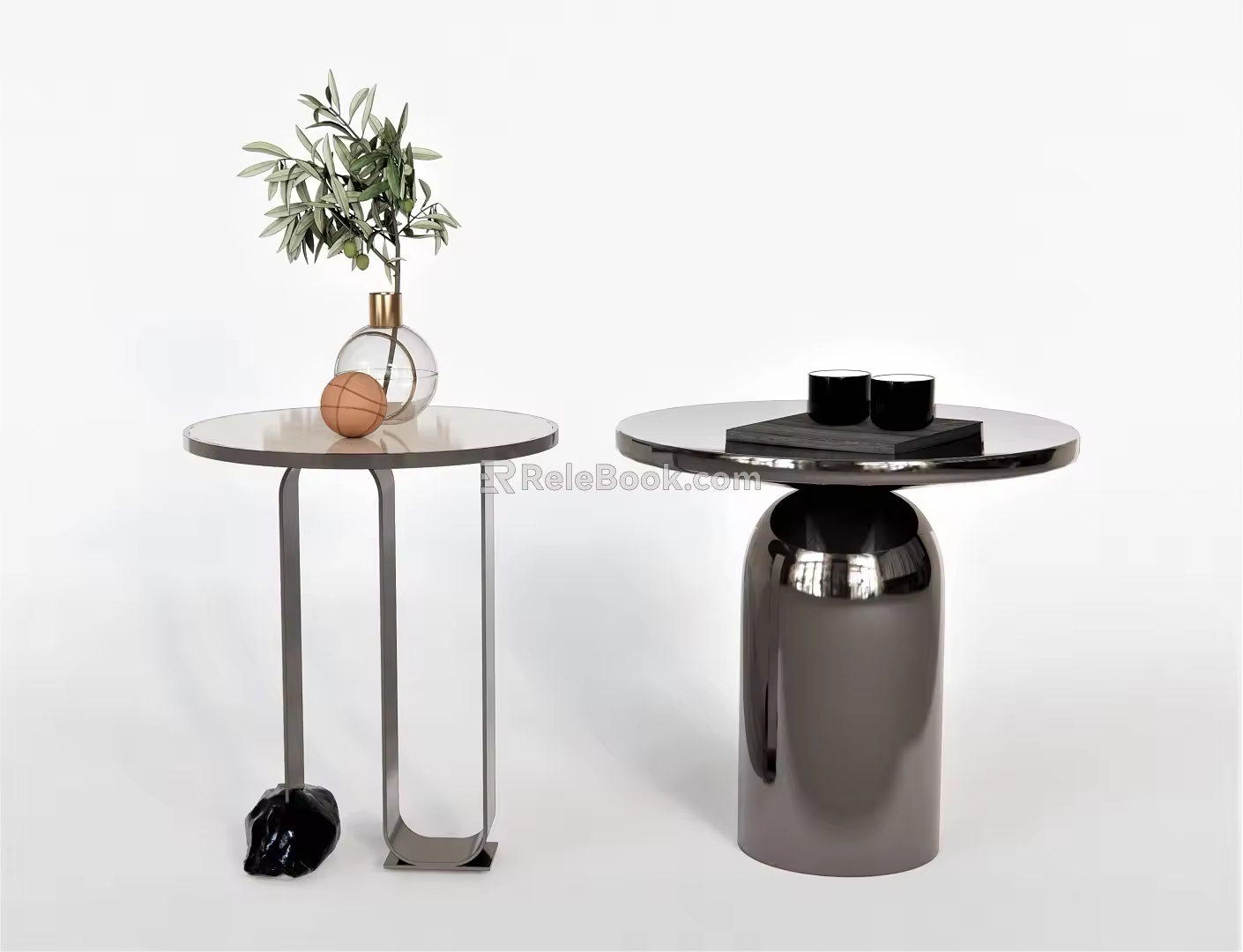 Modern Round Table Side Table Corner Table Coffee Table Side Table Low Table Plant Vase Ornaments Round Side Table 3d model