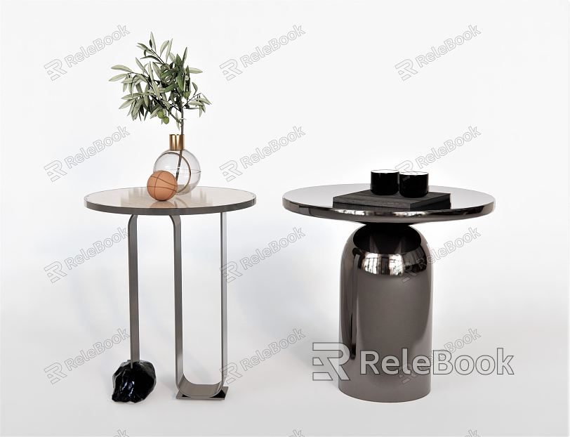 Modern Round Table Side Table Corner Table Coffee Table Side Table Low Table Plant Vase Ornaments Round Side Table model