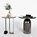 Modern Round Table Side Table Corner Table Coffee Table Side Table Low Table Plant Vase Ornaments Round Side Table 3d model