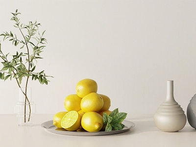 Modern Fruit Plate Lemon Fruit Plate Desktop Ornaments model