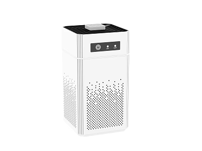 White Air Purifier With Black Top Control Panel And Ventilation Holes For Home Use 3d model