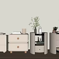 Cream Style Bedside Cabinet Drawer 3d model