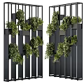 Vertical Greenery Partition Design With Hanging Plant Pots And Modern Panels