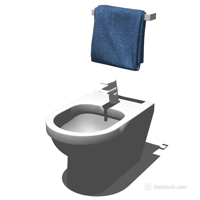 White Bathroom Sink With Blue Towel And Chrome Faucet Design 3d model 
