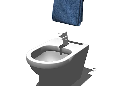 White Bathroom Sink With Blue Towel And Chrome Faucet Design 3d model