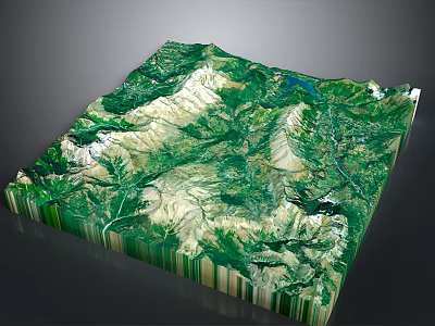 Detailed 3D Scenic Landscape with Green Mountain Terrain Lush Vegetation and Rolling Hills 3d model
