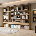 Modern Wooden Multi tiered Bookshelf With Books Decorative Items Storage Boxes In Living Room Interior
