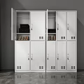 White Modern Wardrobe Interior With Multiple Doors Storage Boxes And Shoes Organizer 3d model