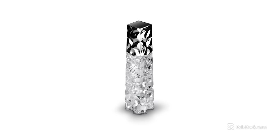 Modern Crystal Table Lamp With Transparent Textured Body And Sleek Black Top 3d model 