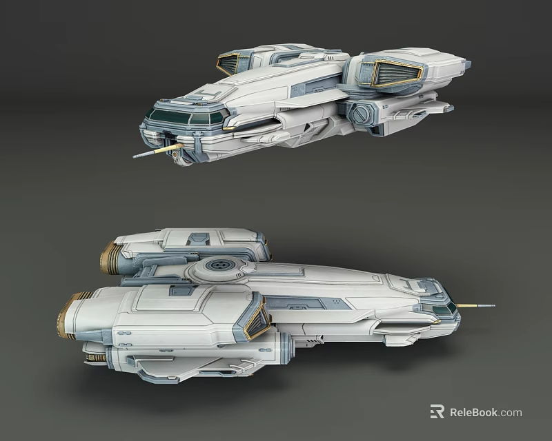 Futuristic Sci Fi Spaceship Models Showcasing Detailed Design From Two Angles 3d model 