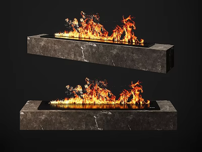Modern Linear Marble Fireplace Design With Realistic Flames And Sleek Look 3d model