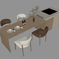 Nakajima counter bar counter operating table dining table and chairs 3d model