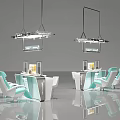 Mall Store Interior Design With Light Blue And White Chairs Hanging Lights And Display Counters