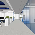 Bright Modern Public Office Space With Open Layout Glass Partitions Office Desks And Potted Plants