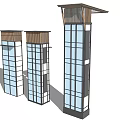 Modern Elevator Design With Glass Curtain Wall And Wooden Top Structure