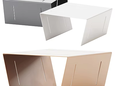 Modern Gray White and Rose Gold Coffee Tables With Geometric Design And Sleek Lines 3d model