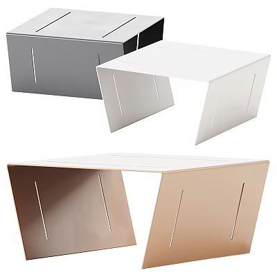 Modern Gray White and Rose Gold Coffee Tables With Geometric Design And Sleek Lines 3d model