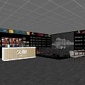 Spacious Tobacco and Liquor Store Interior With Shelves Alcohol Products And Seating Area