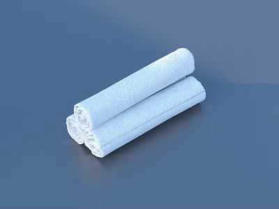 Soft White Rolled Towels For Daily Household Use And Bathroom Essentials 3d model