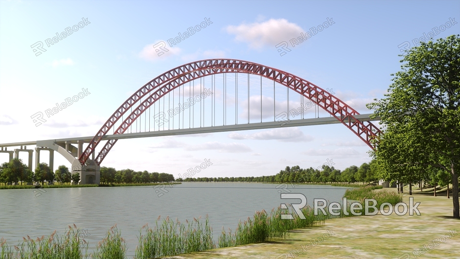 super-large bridge cable-stayed bridge arch bridge river-crossing bridge model