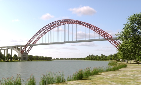 super-large bridge cable-stayed bridge arch bridge river-crossing bridge 3d model