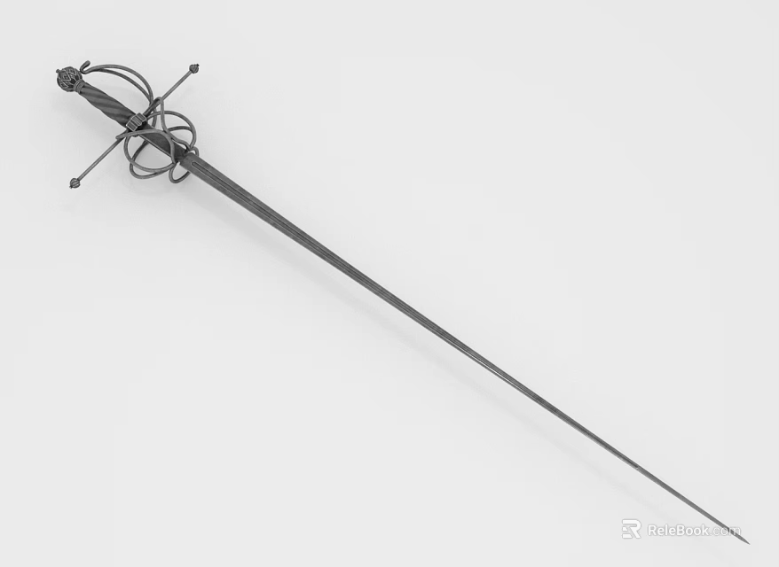 Medieval Weapon Sword With Intricate Crossguard Long Sharp Metal Blade 3d model 