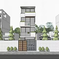 Modern Detached Villa Exterior Design With Roof Balcony Green Plants And Front Gate