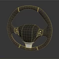 Modern Automotive Steering Wheel With Stitched Leather Grip And Control Buttons