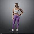 Stylish Fitness Activewear Set Including White Top Purple Leggings Sneakers Smartwatch And Band