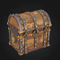 Ornate Vintage Treasure Chest With Golden Patterns And Metal Fittings