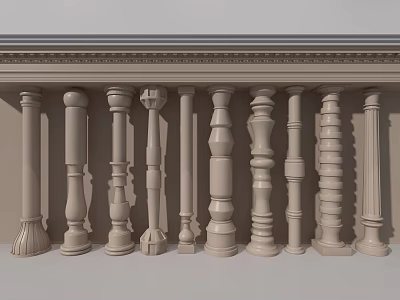 Various Decorative Columns Showcasing Diverse Design Styles And Ornate Details 3d model
