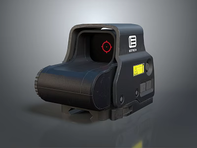 Black Holographic Red Dot Sight With Yellow Sticker And Clear Reticle Design 3d model