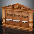 Elegant Classical Wooden Furniture Featuring Carved Decoration Multiple Shelves And Circular Top Ornament